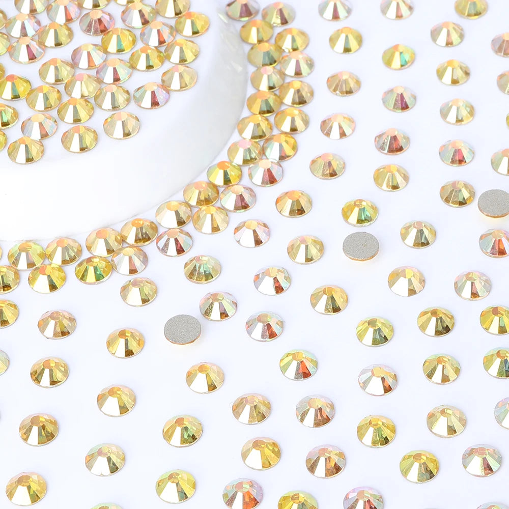 QIYI Wholesale 14400pcs Bulk Package Flatback Rhinestones Glitter Bling Glue on Luminous Rhinestones for Accessories