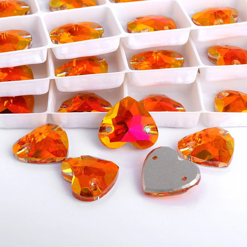 Wholesale Heart Sew on Rhinestone K9 Glass Crystal 3259 Heart Crystal AB Sew-on Stones and Crystals for Dress Decoration