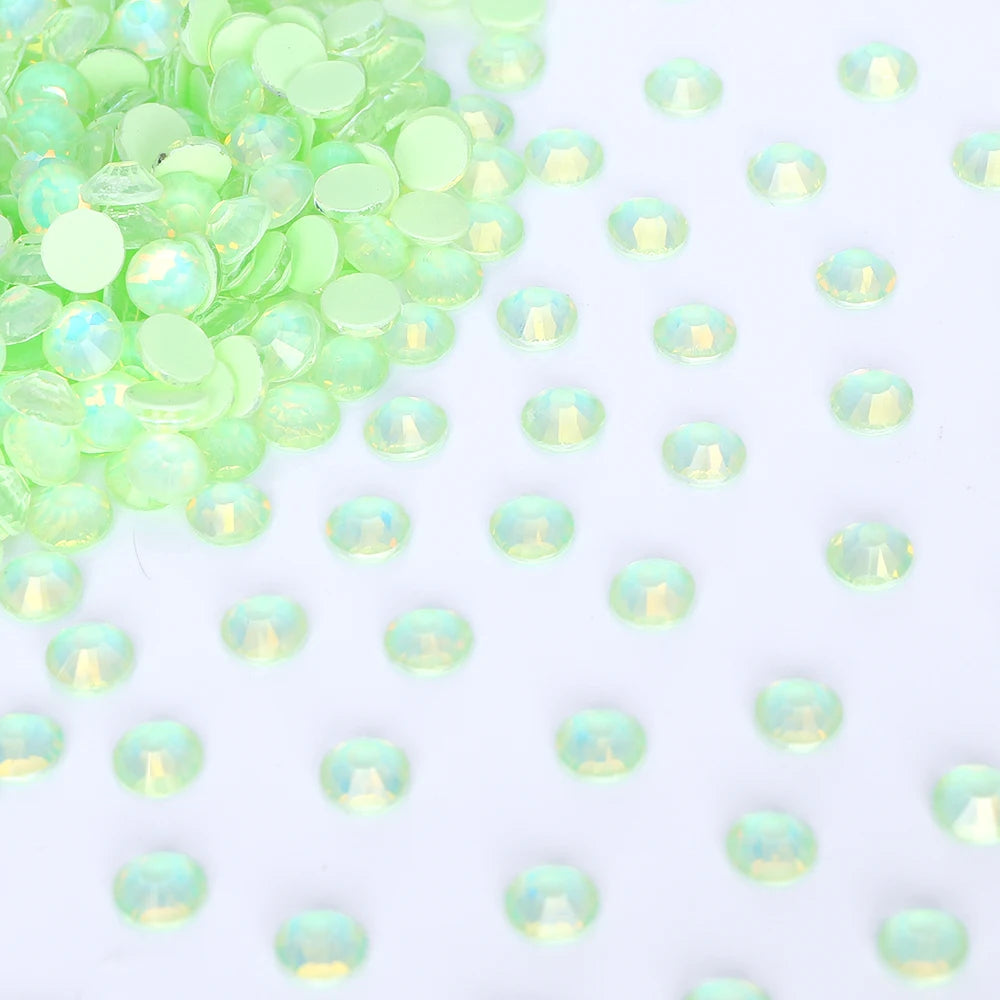 30 Kinds Green Rhinestone New Colors Wholesale Rhinestone Non Hotfix Flat Back Crystal Glass  for GYM Clothing