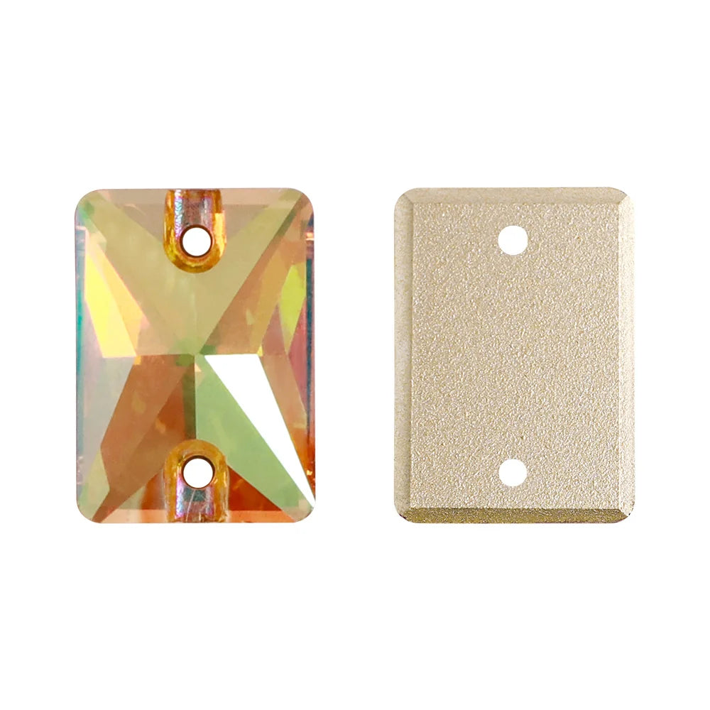QIYI Multi Colors and Size Rectangle Sew-on Stone for Choice Clear Glass Flat Back Top Quality Sew on Rhinestones (3250)
