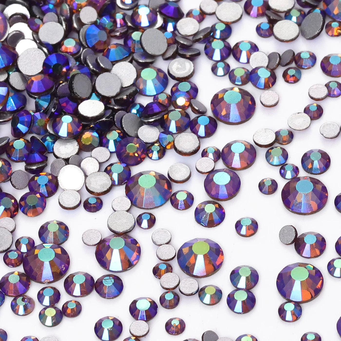 QIYI High Quality Glass Crystal AB Rhinestones  Mixed Size Ss3-ss20  Non Hotfix Flatback Crystal Rhinestones for Clothing Fabric
