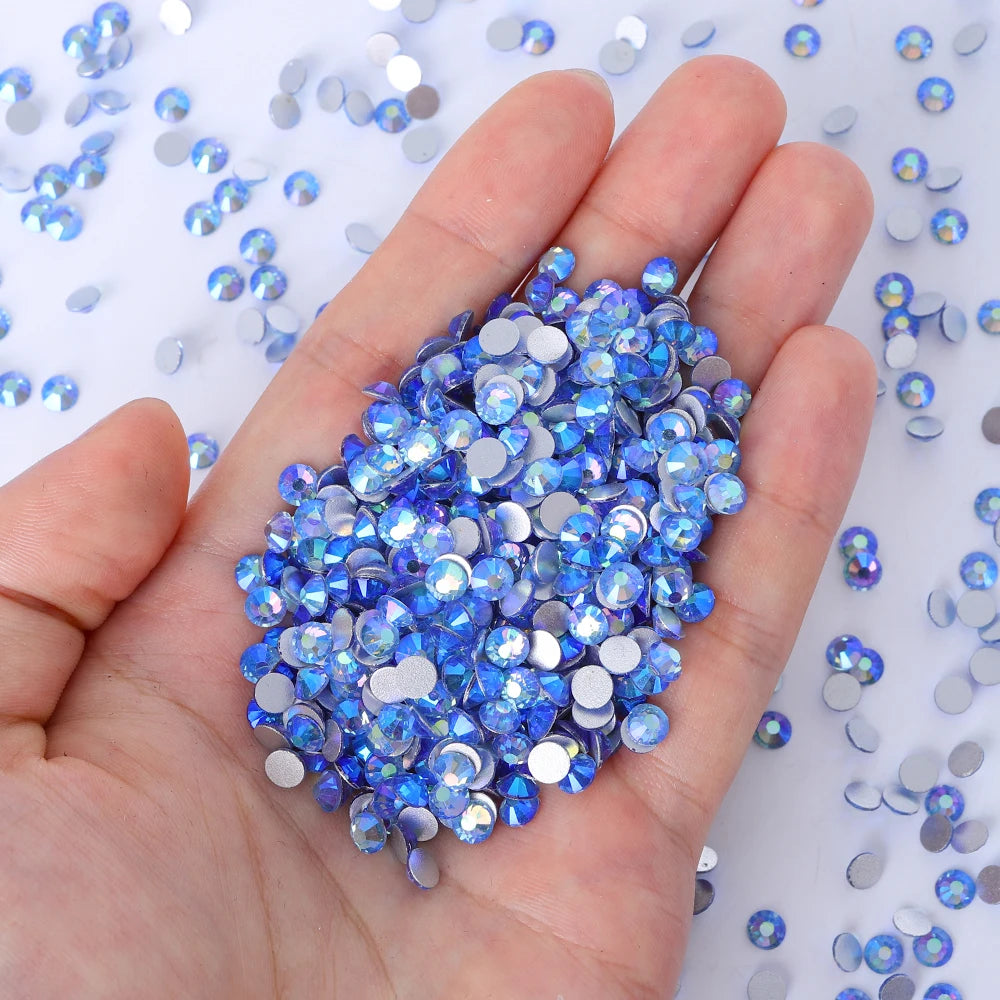 QIYI Wholesale Top Quality Non Hot Fix Strass Nail Stones Flatback Glass Crystal AB Rhinestone