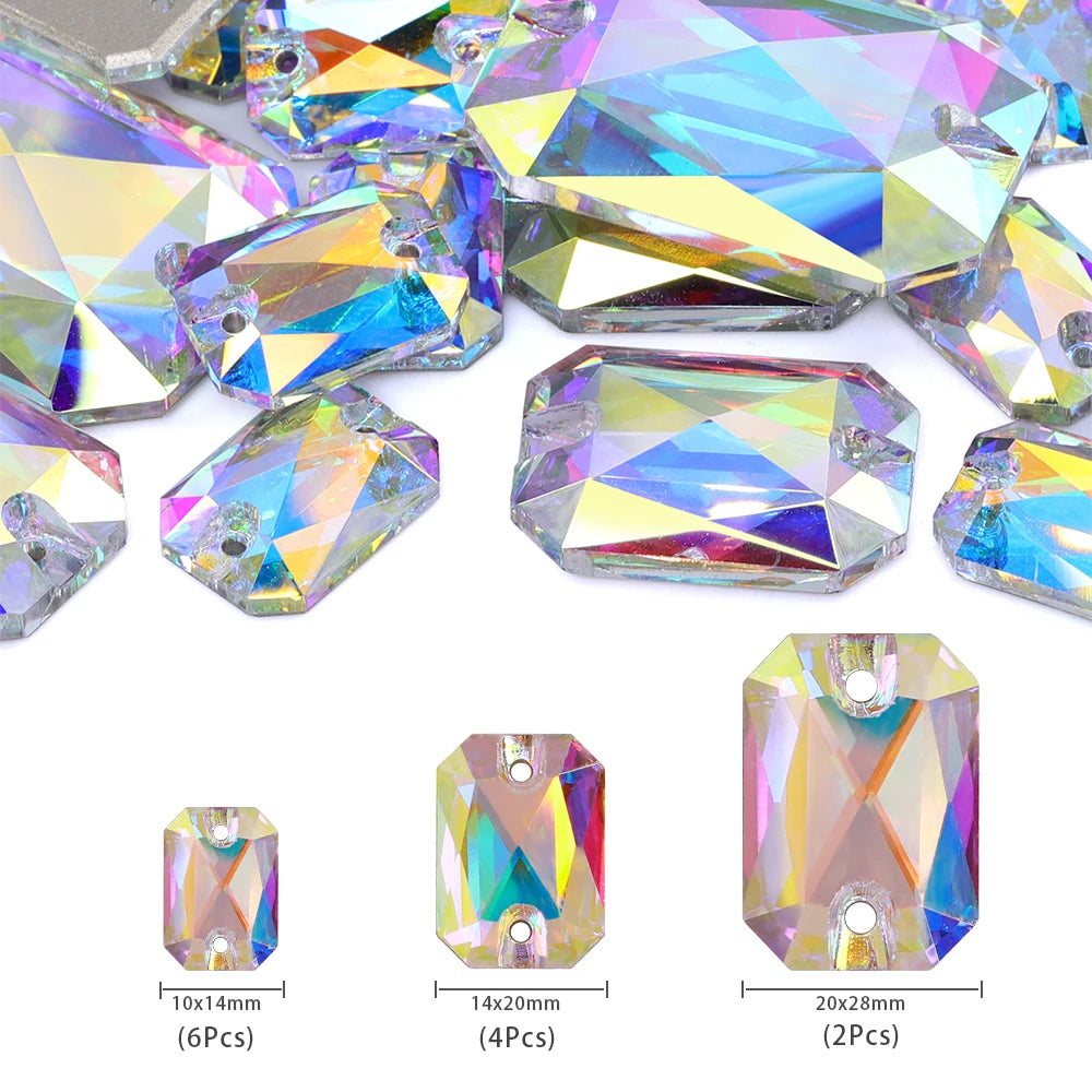 QIYI Mixed Size Packing Crystal AB Colors Different Shape High Quality Glass Crystal Rhinestones for Garment Accessories