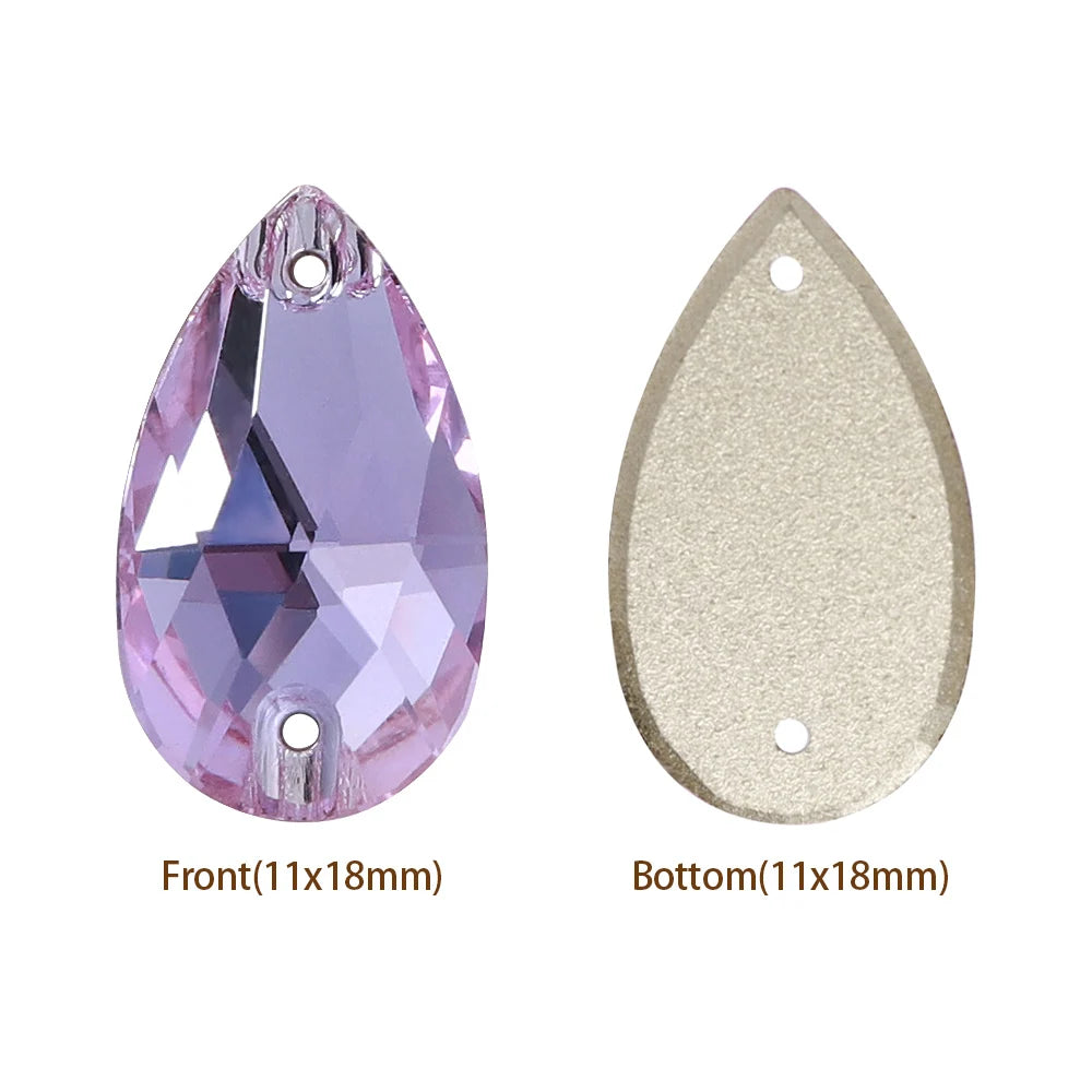 Hot Selling QIYI Brand 55 Colors Multi Size Multi Shape High Quality Flat Back Drop Sew-on Glass Crystal Rhinestones 16 Facets