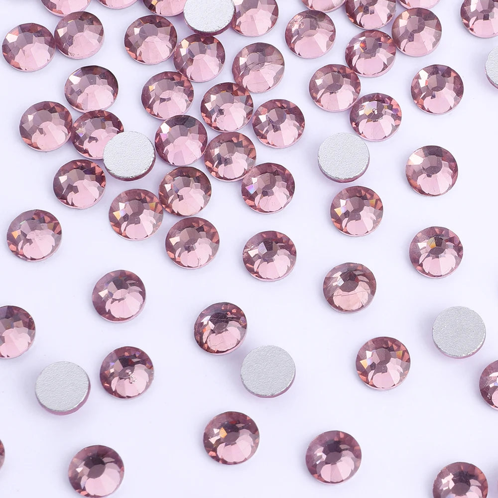 Purple 30Kinds Colors 2024 Ready Stock New Colors Wholesale Rhinestone Non Hotfix Flat Back Crystal Glass  for DIY Nail Clothing