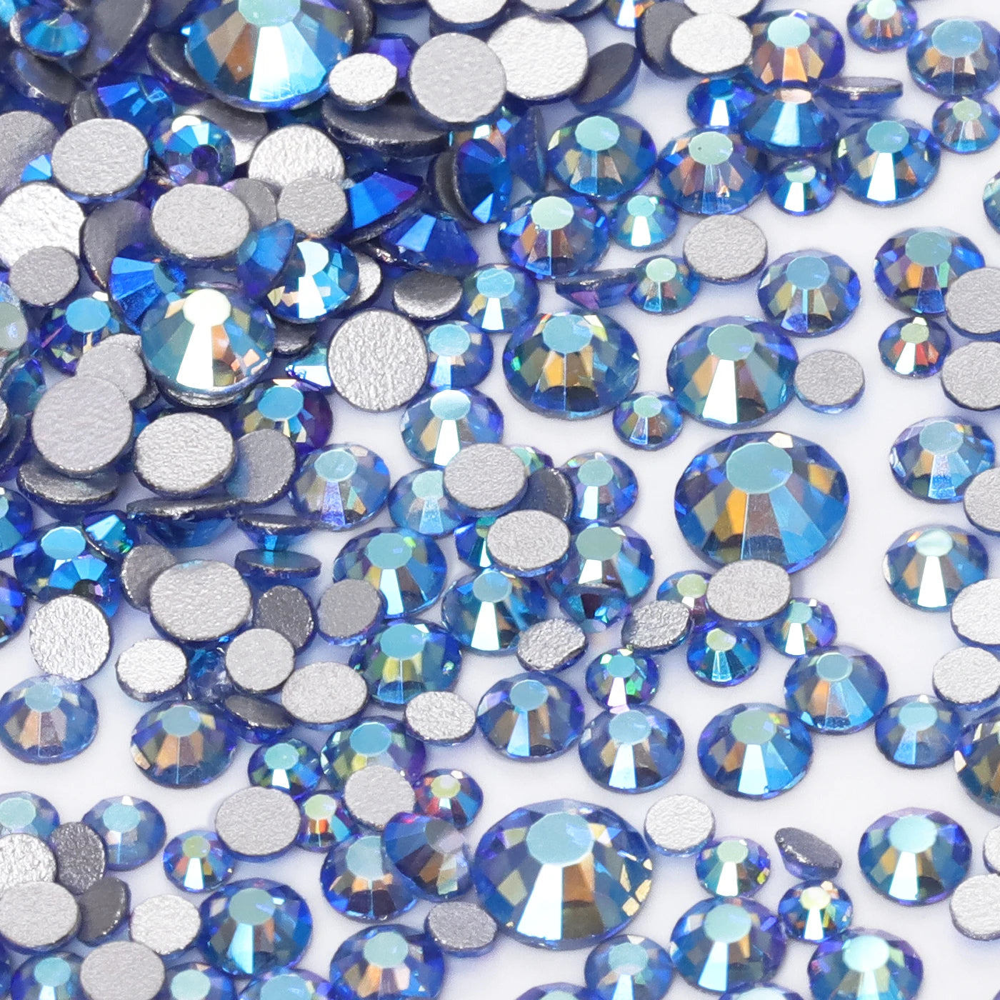QIYI High Quality Glass Crystal AB Rhinestones  Mixed Size Ss3-ss20  Non Hotfix Flatback Crystal Rhinestones for Clothing Fabric