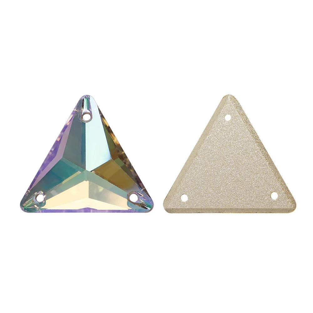 3270 Factory Direct 12mm/16mm/22mm Different Sizes 55+ Colors Top Quality Durable Grade AAAAAA Glass Triangle Sew-on Rhinestone