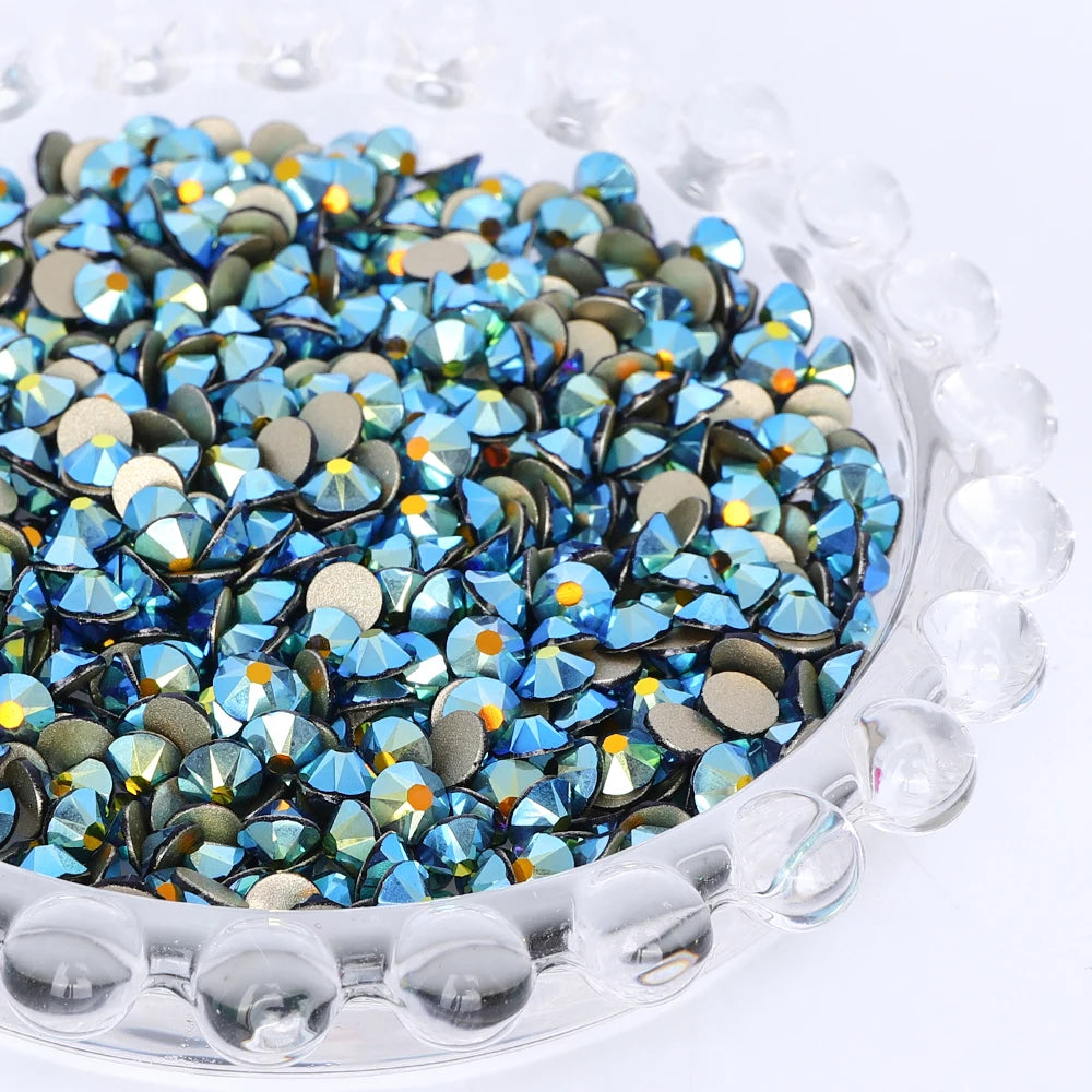 SS10-SS40 Colorful Non Hotfix Rhinestones Golden Base Flat Back Bling Glitter Glass Stones Crystal Strass Diamond for Nail