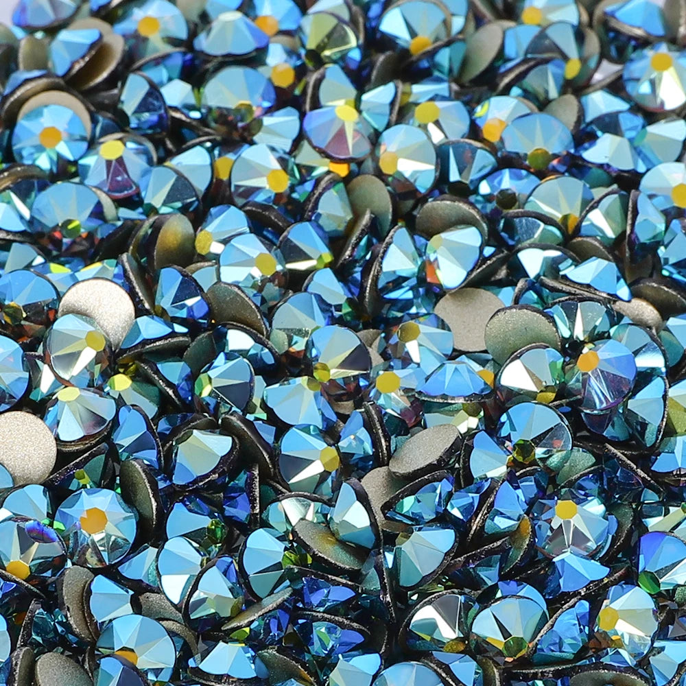 Factory Wholesale Crystal AB Colors 2088 16 Cut Facets Multi and Size Flat Back Golden Bottom High Quality Glass Rhinestones