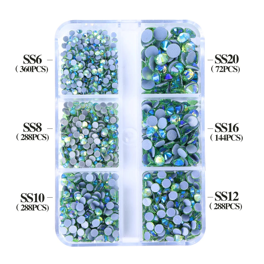 Wholesale SS6 SS10 SS16 SS20 SS30 6 Grid Mix Size Clear AB Rhinestone Hotfix Rhinestones for Costumes