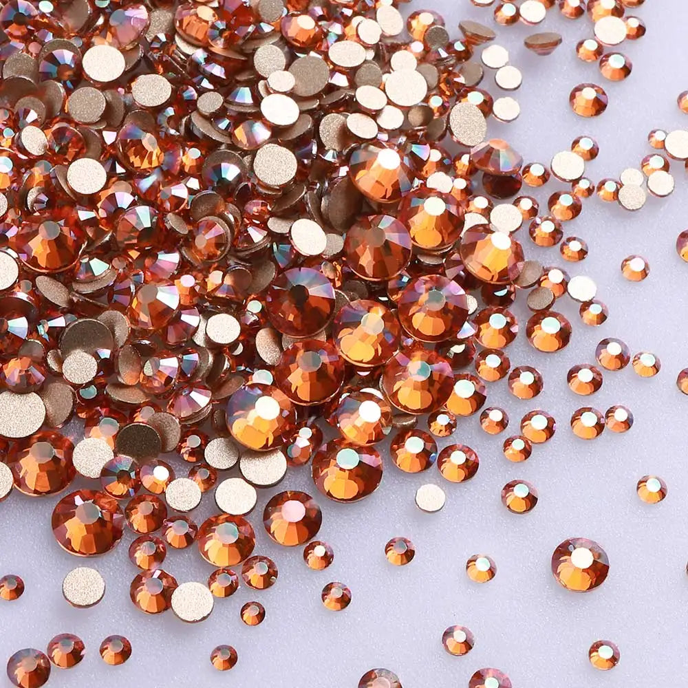 Multi Sizes SS4-SS20 Rhinestones Colorful Non Hot-Fix Round Glitter Crystal Flatback Rhinestone 3D Nail Art Decorations