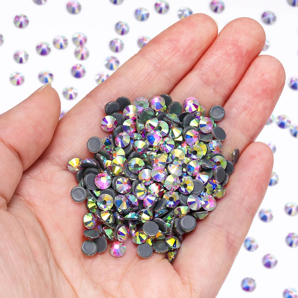 Wholesale Factory  Over 200 Colors German Intensive Glue Hotfix SS20 Glass Crystal AB Hot Fix Rhinestones for Wedding Dress