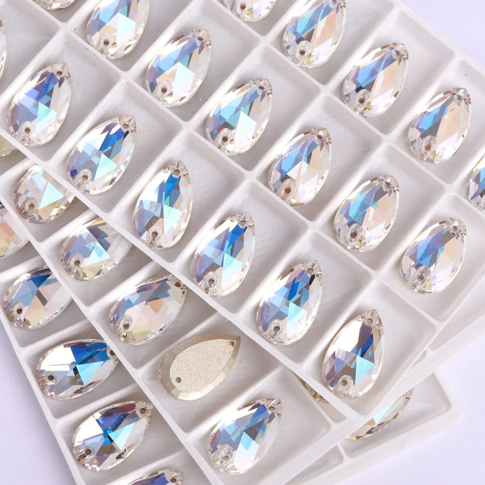 Wholesales Customize New Trend Drop  Shapes Colors Crystal Beads Sewing-On Rhinestones for Jewelry Clothes