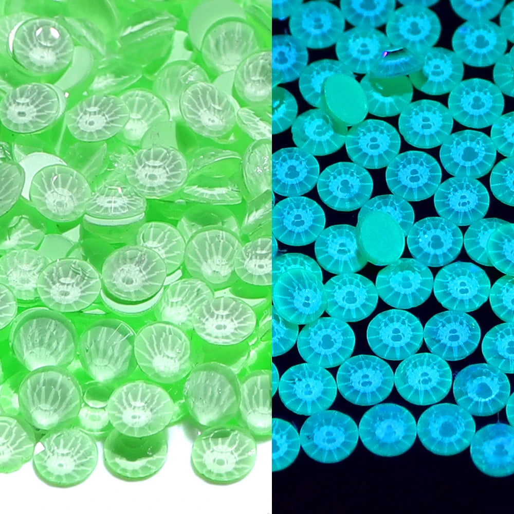 2024 New Colors Neon Glow in the Dark Bling Bling Macaron Non Hotfix Flat Back Rhinestones Glass Bulk Glass Crystal