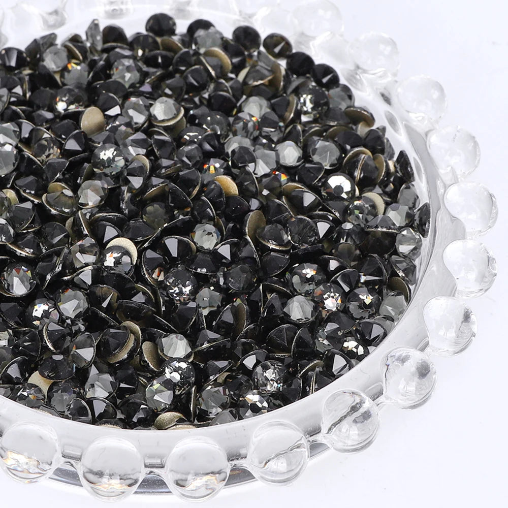 SS10-SS40 Colorful Non Hotfix Rhinestones Golden Base Flat Back Bling Glitter Glass Stones Crystal Strass Diamond for Nail