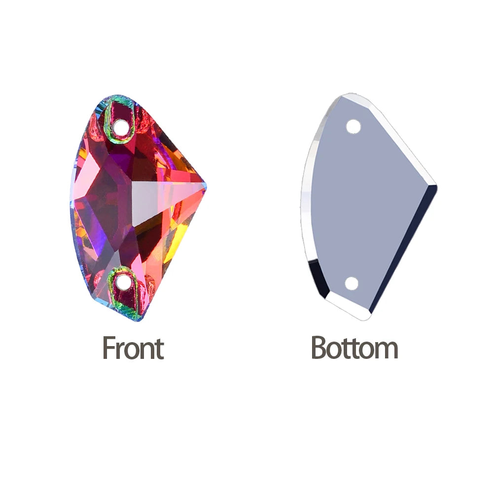 Factory Direct Wholesale Low MOQ Glass Crystal Galactic Sew-On Rhinestones With Two Holes for Garment Decoration 3256