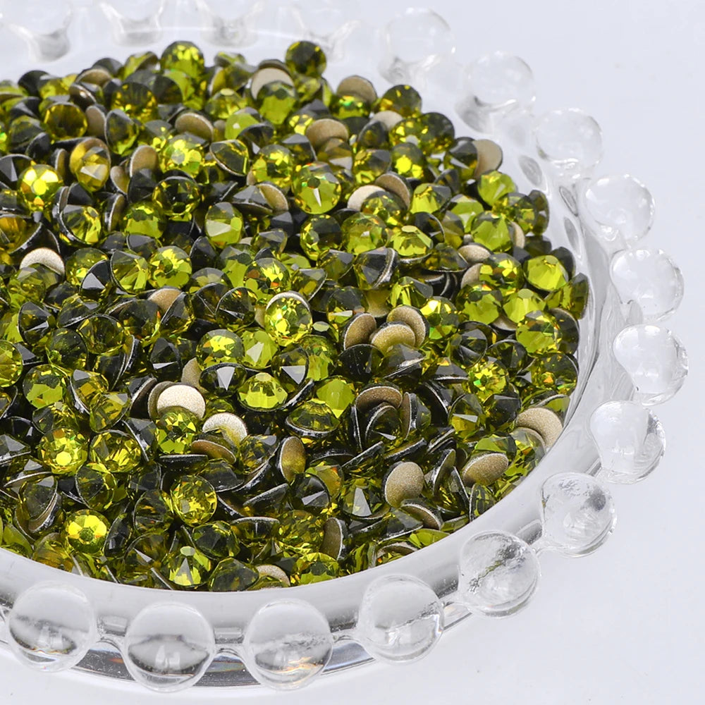 SS10-SS40 Colorful Non Hotfix Rhinestones Golden Base Flat Back Bling Glitter Glass Stones Crystal Strass Diamond for Nail