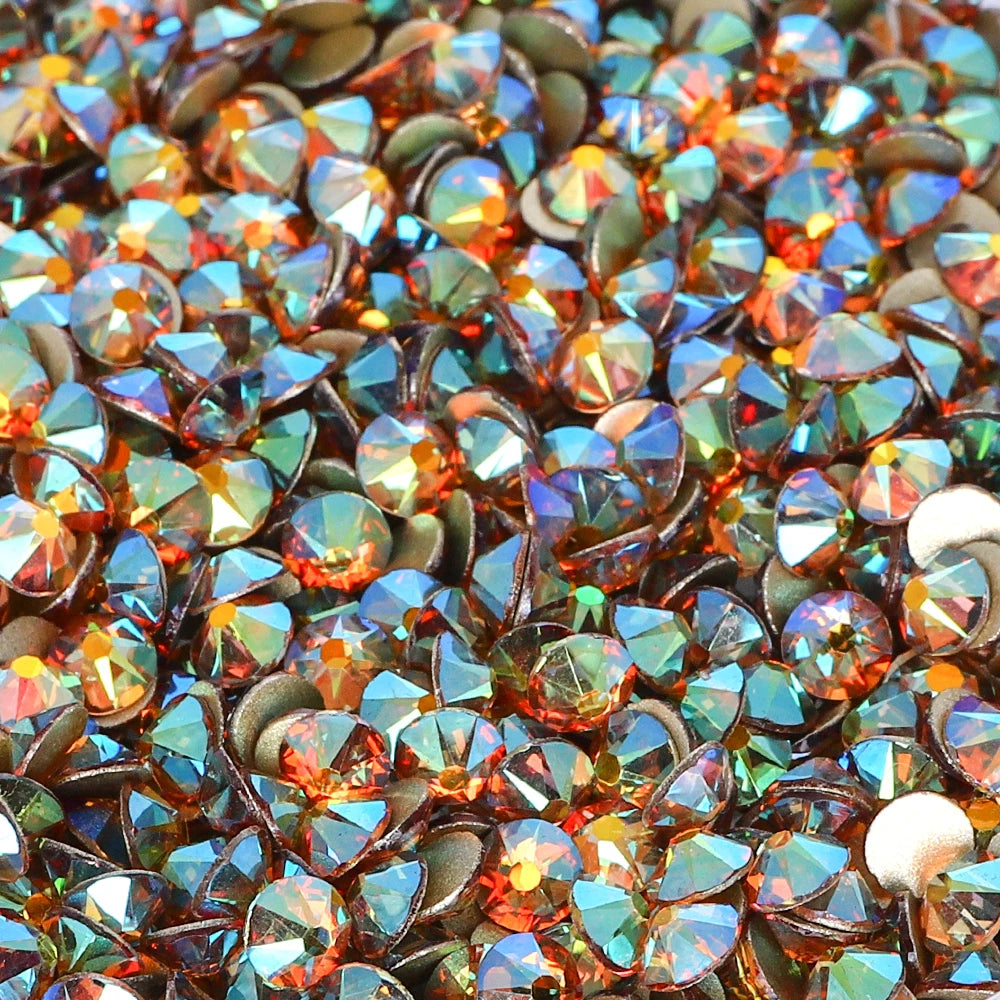 Factory Wholesale Crystal AB Colors 2088 16 Cut Facets Multi and Size Flat Back Golden Bottom High Quality Glass Rhinestones