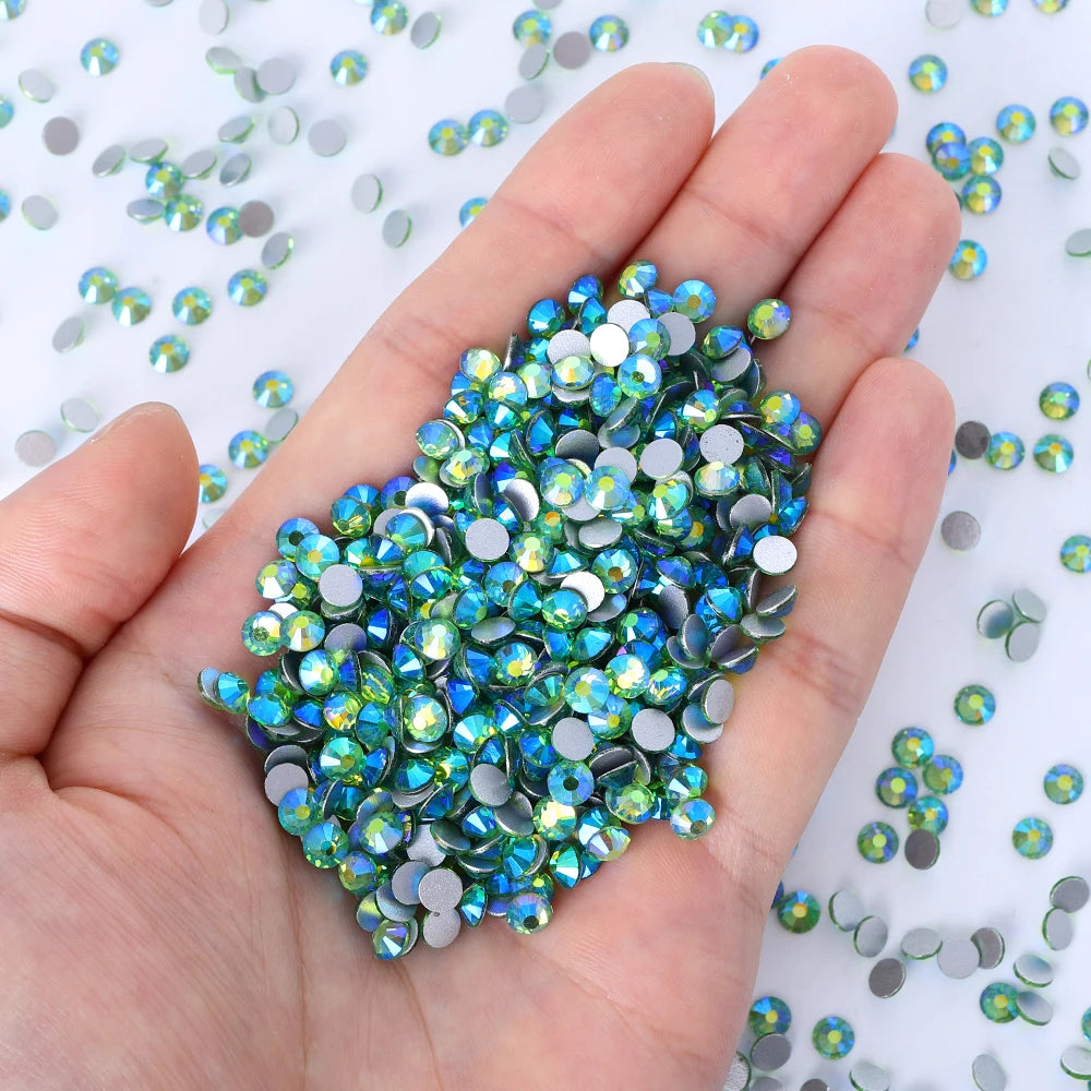 QIYI Wholesale Top Quality Non Hot Fix Strass Nail Stones Flatback Glass Crystal AB Rhinestone