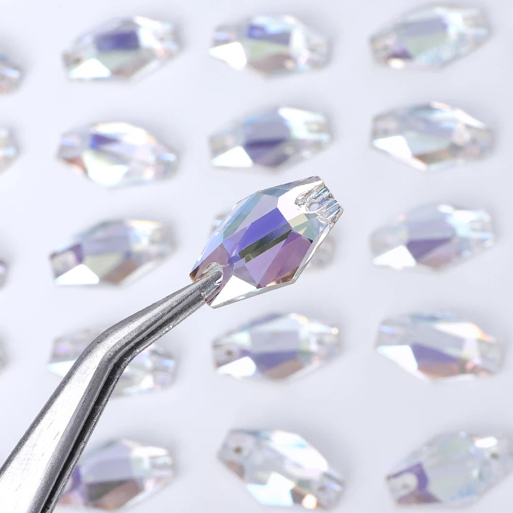 18Colors Hexagon Sew on Glass Crystal High Quality Crystal AB Rhinestone Flat Back 3261 for Party Dress Women's Accessories