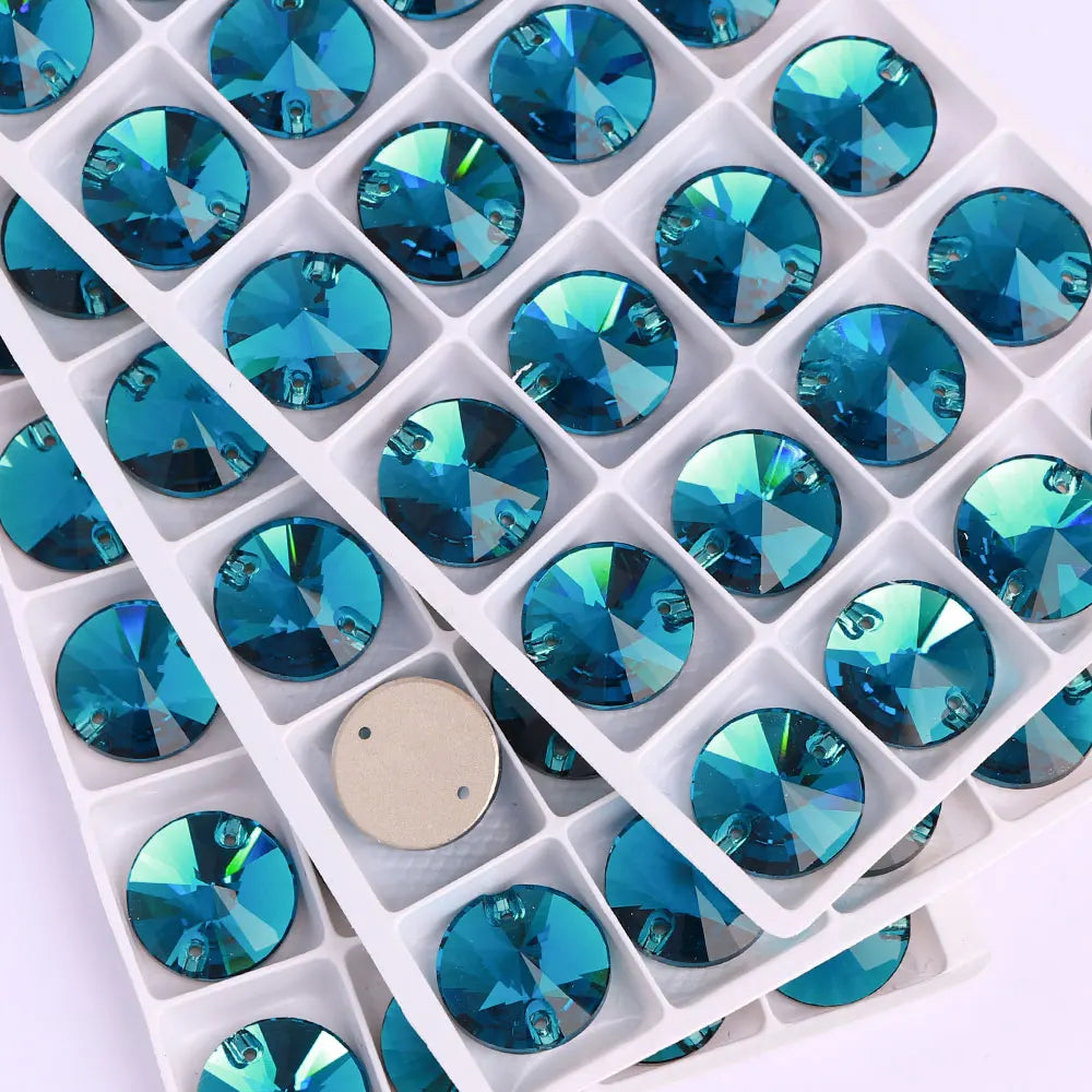 Wholesale Rivoli Rhinestones 55 Colors Crystal Strass AB Sew-on Rhinestones Glass Gems Clothing Flatback Sewing Stones for Women
