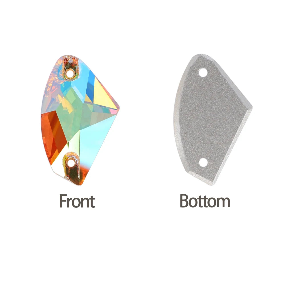 Factory Direct Wholesale Low MOQ Glass Crystal Galactic Sew-On Rhinestones With Two Holes for Garment Decoration 3256