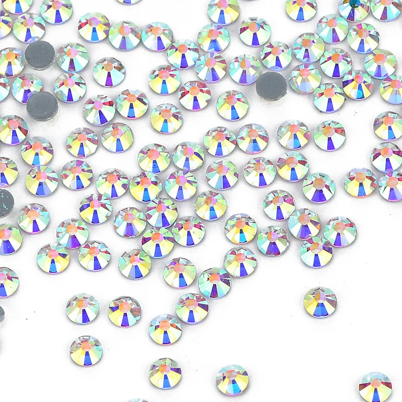 Wholesale Hot Fix Rhinestones Bulk Glass Flatback Crystal AB Rhinestones for Nail Clothes Shoes Crafts