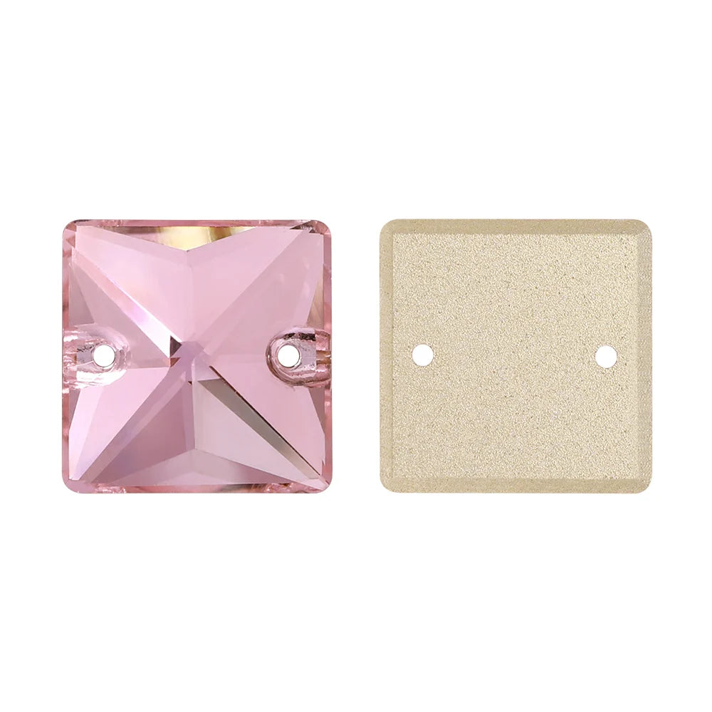 Wholesale Custom Square Sew-on Loose Rhinestones 5A Quality Crystal FlatBack 2 Holes 12 Facets Sewing Bling Decoration