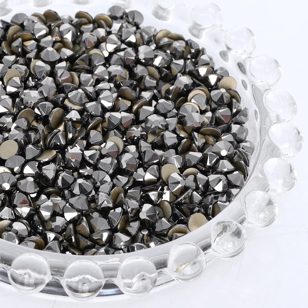 SS10-SS40 Colorful Non Hotfix Rhinestones Golden Base Flat Back Bling Glitter Glass Stones Crystal Strass Diamond for Nail