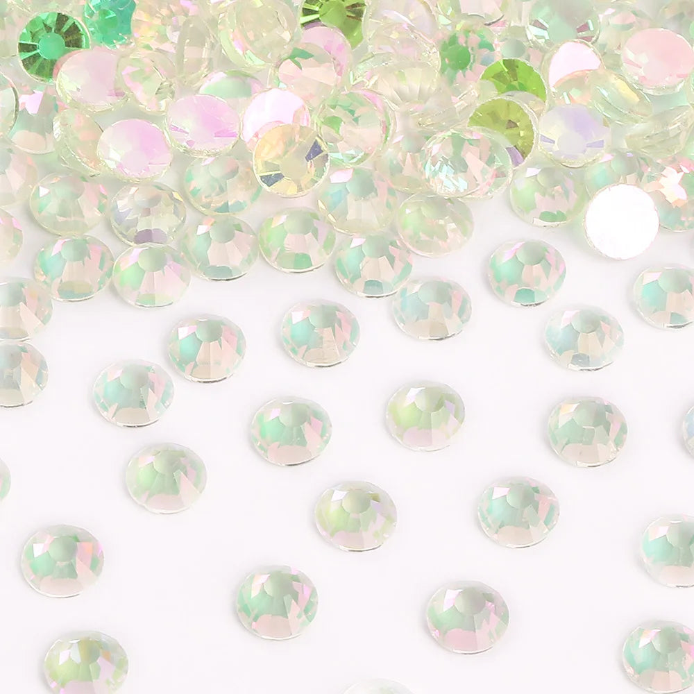 QIYI Factory Direct Wholesale Aurora SS3-SS30 Flat Back Non Hotfix Glitter Diamond Stone Bulk Rhinestones for Nail Charms