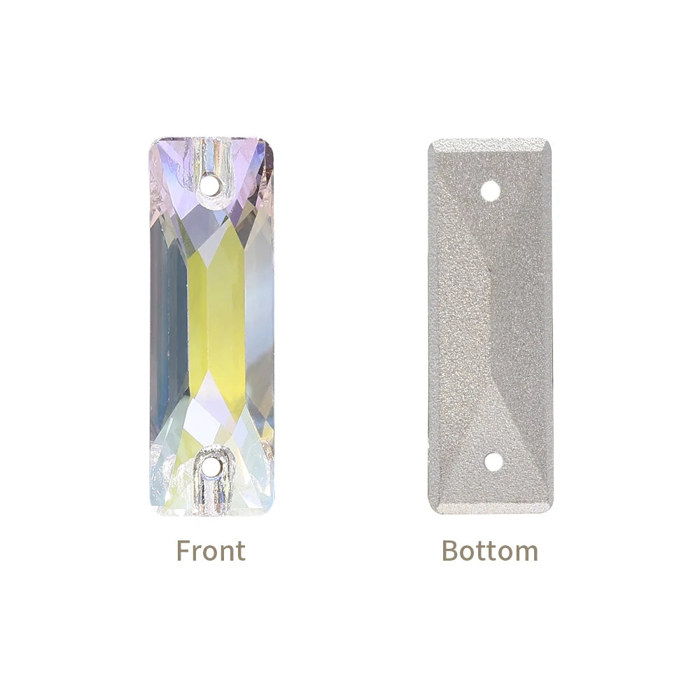 3255 New Arrival 14+ Different Colors and Size Long Strip Shape Flat Back Pure Hard Glass Crystal Sew-on Rhinestones for Garment