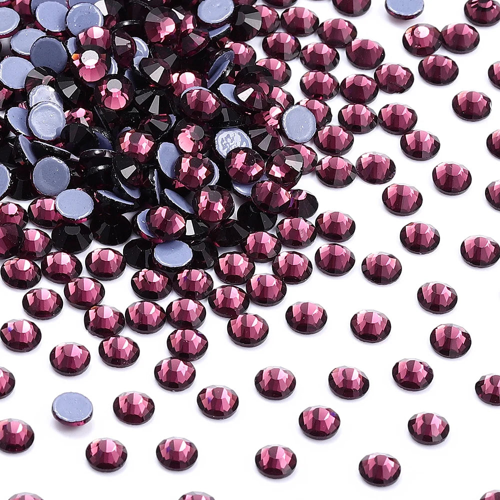 Factory Price Hotfix Glass Crystal Flat Back Rhinestone Round Hotfix Crystal Stone Shine Blilng  for Clothing Accessories