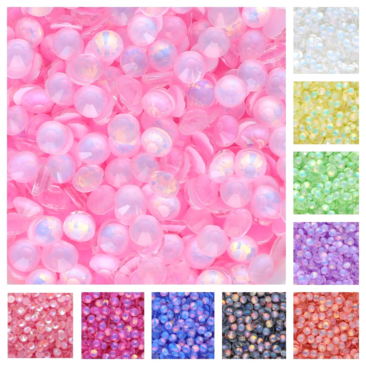 QIYI Hot Sale 3mm 4mm 5mm 6mm Crystal Mocha Opal  Clear Non Hotfix Glass Rhinestones Wholesale Trimmings for Nail Art