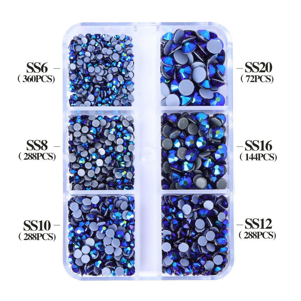 Wholesale SS6 SS10 SS16 SS20 SS30 6 Grid Mix Size Clear AB Rhinestone Hotfix Rhinestones for Costumes