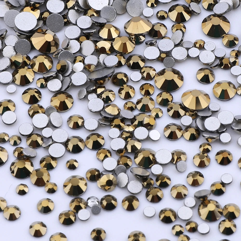 Multi Sizes SS4-SS20 Rhinestones Colorful Non Hot-Fix Round Glitter Crystal Flatback Rhinestone 3D Nail Art Decorations