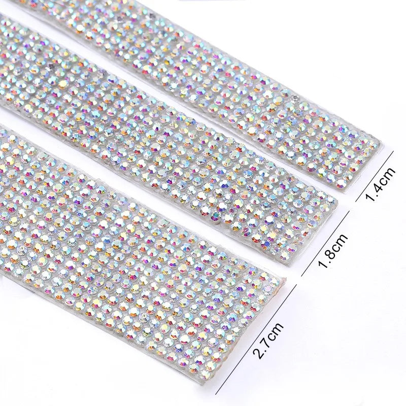 QIYI Wholesale Rhinestone Tape Self Adhesive Rhinestones Trimming Bling Crystal Glass Sheets Roll Wrap Sticker for Tumbler