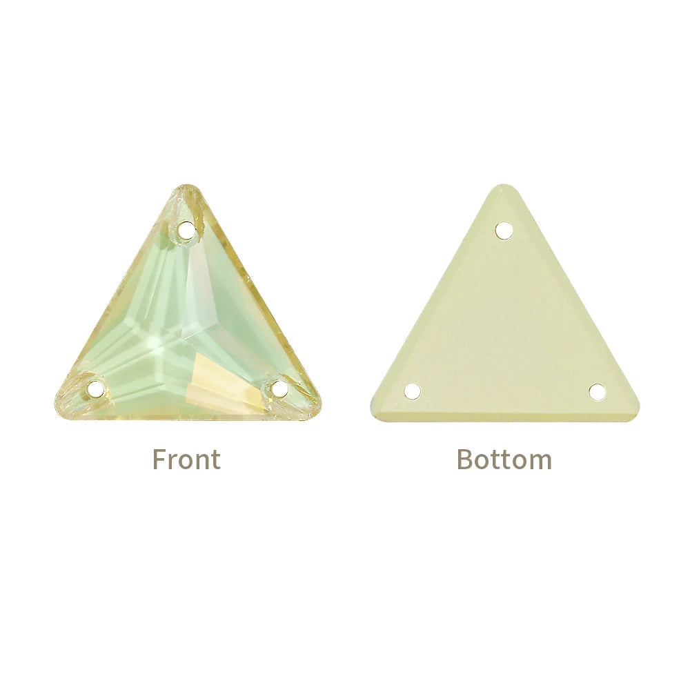 3270 Factory Direct 12mm/16mm/22mm Different Sizes 55+ Colors Top Quality Durable Grade AAAAAA Glass Triangle Sew-on Rhinestone