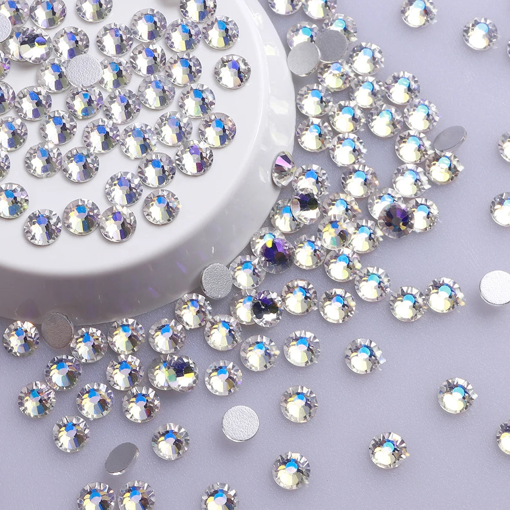 Wholesale High Quality Rhinestone Crystal AB Flat Back Glass Rhinestones Non Hotfix  Nail Art Crystal