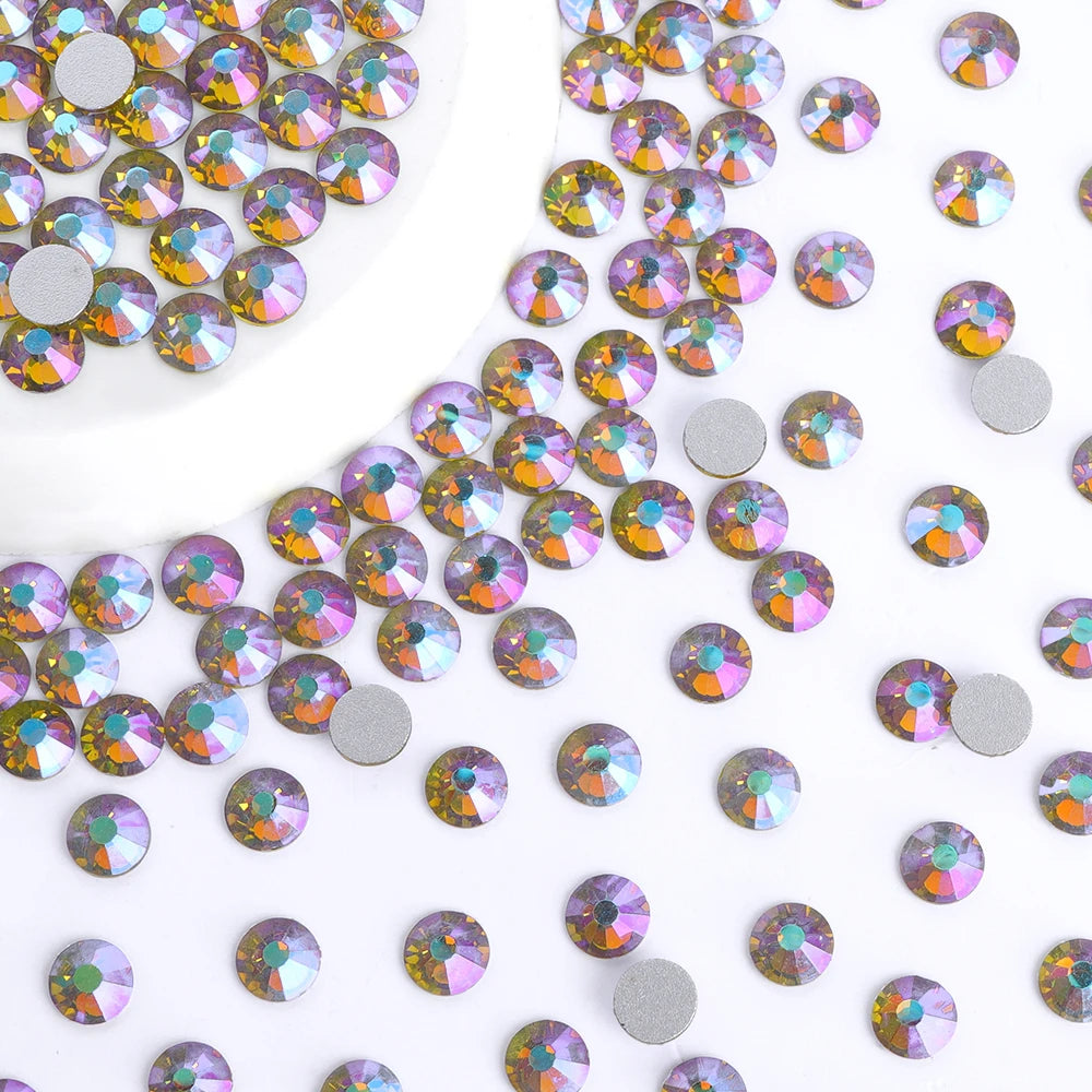QIYI SS3-SS12 Wholesale Multi AB Colors Fashion High Quality Non Hofix Glass Flat Back Rhinestone for Decoration Cloths Nail Art