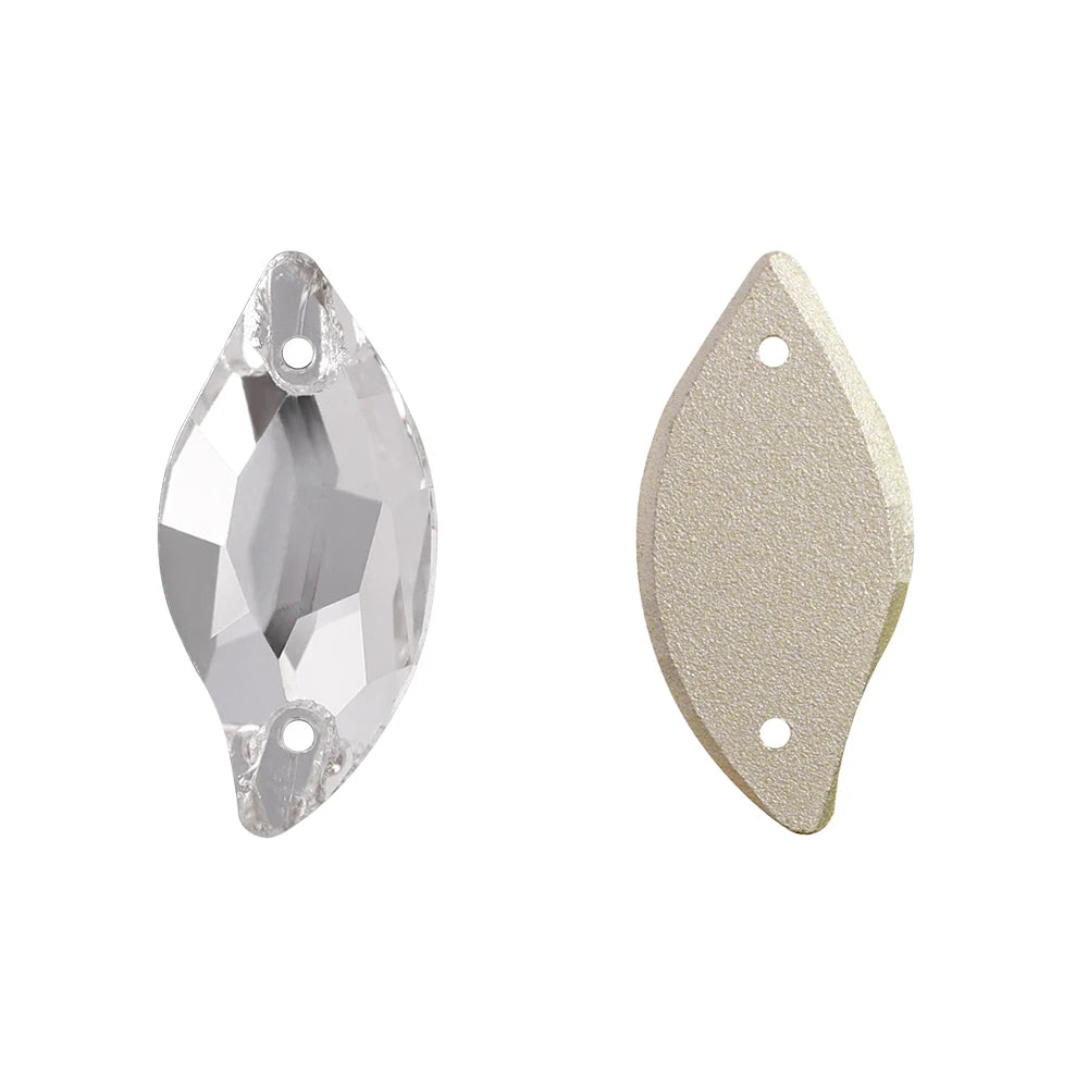 Wholesale Custom Sew-on Rhinestones 5A Quality Crystal FlatBack 2 Holes Sewing Diamond Leaf Stones Bling Wedding Decoration