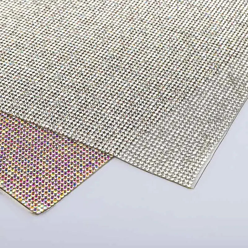 Fast Delivery 40*24cm Self-Adhesive Crystal Glass Rhinestone Sticker Sheet with Gum Diamond Ribbon Decoration