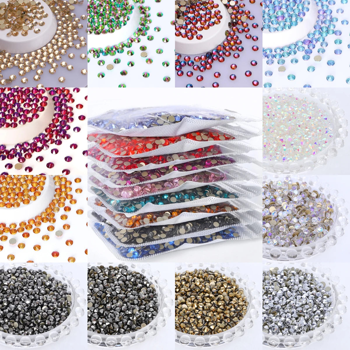 Factory Wholesale Glistening 2088 16 Cut Facets Multi Colors Size Flat Back Golden Bottom High Quality Rhinestone for Garment