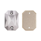 Emerald Cut High Quality Latest Fashion Clear Glass Flat Back Sew-On Rhinestones 12 Facets Multi-Use DIY Wedding Dress Two Holes