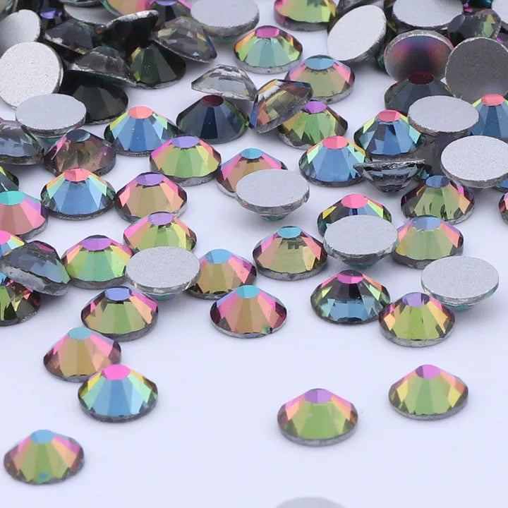 Golden Shadow Crystal Glass Nail Rhinestones Flatback Nail Crystal Stickers Round Glass Strass Diamond Crafts