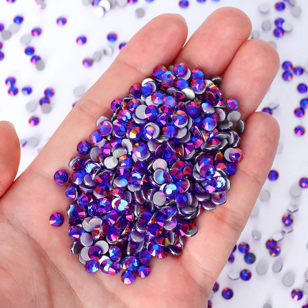 QY Wholesale SS3-SS50 Colorful Non Hotfix Rhinestones Bulk Glitter Crystal Glue on Strass Diamond Rhinestone Bling for Tumbler
