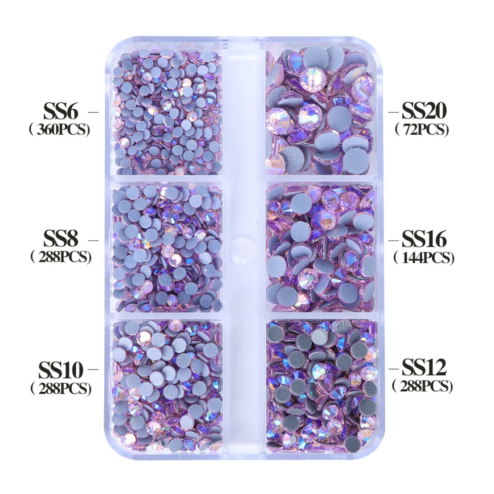 Wholesale SS6 SS10 SS16 SS20 SS30 6 Grid Mix Size Clear AB Rhinestone Hotfix Rhinestones for Costumes