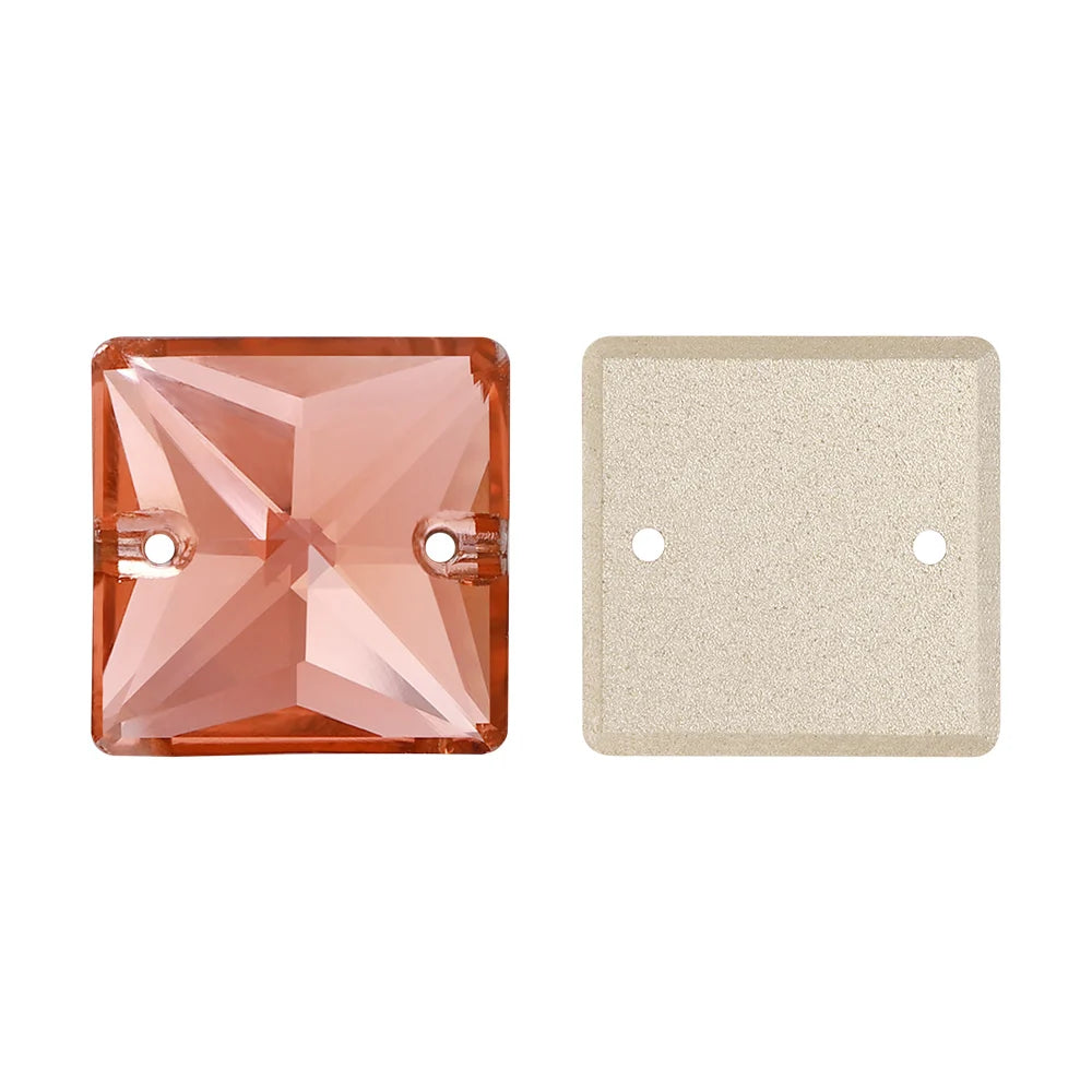 Wholesale Custom Square Sew-on Loose Rhinestones 5A Quality Crystal FlatBack 2 Holes 12 Facets Sewing Bling Decoration