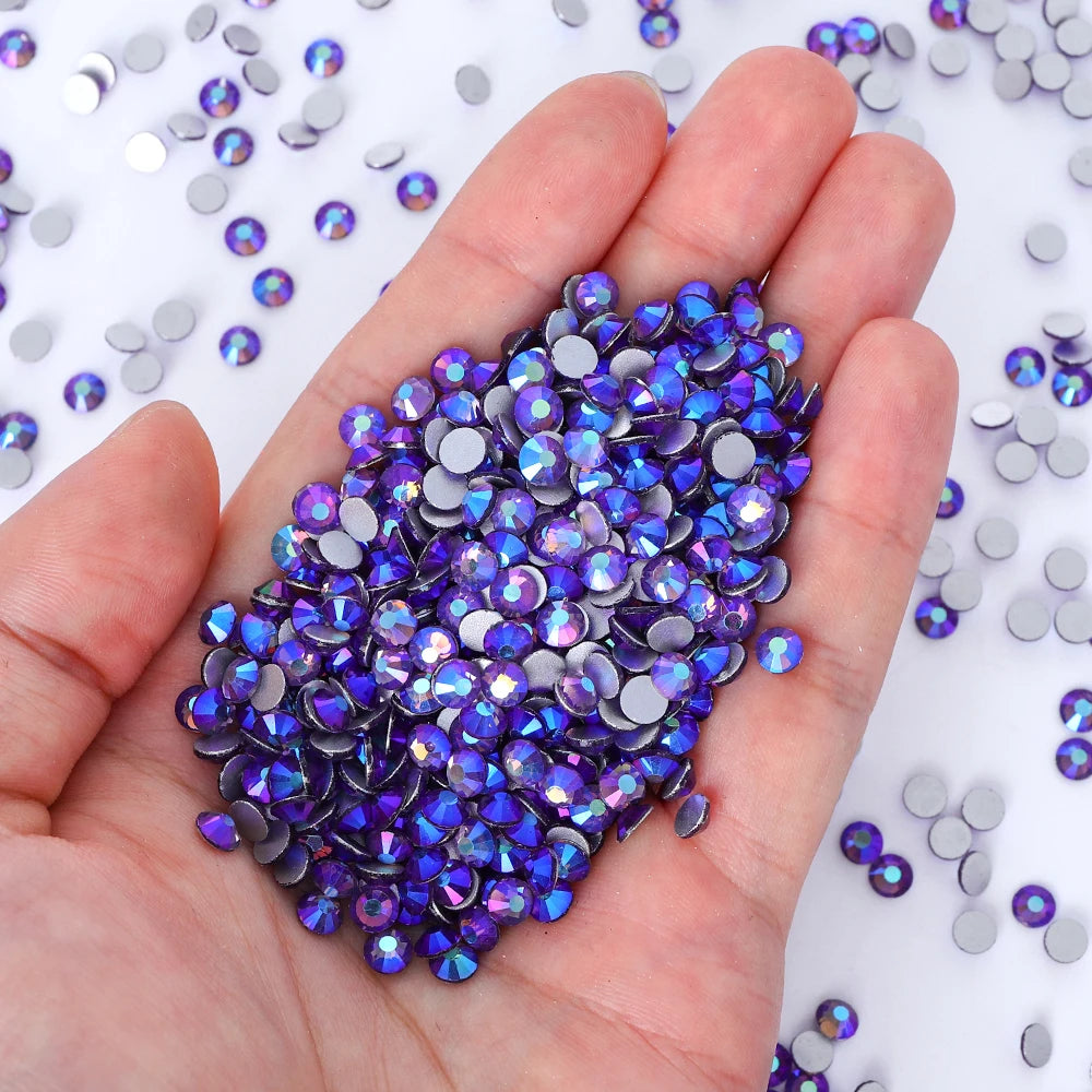 QIYI Wholesale 14400pcs Bulk Package Non Hotfix Rhinestones Glitter Bling Glue on Rhinestones for Accessories