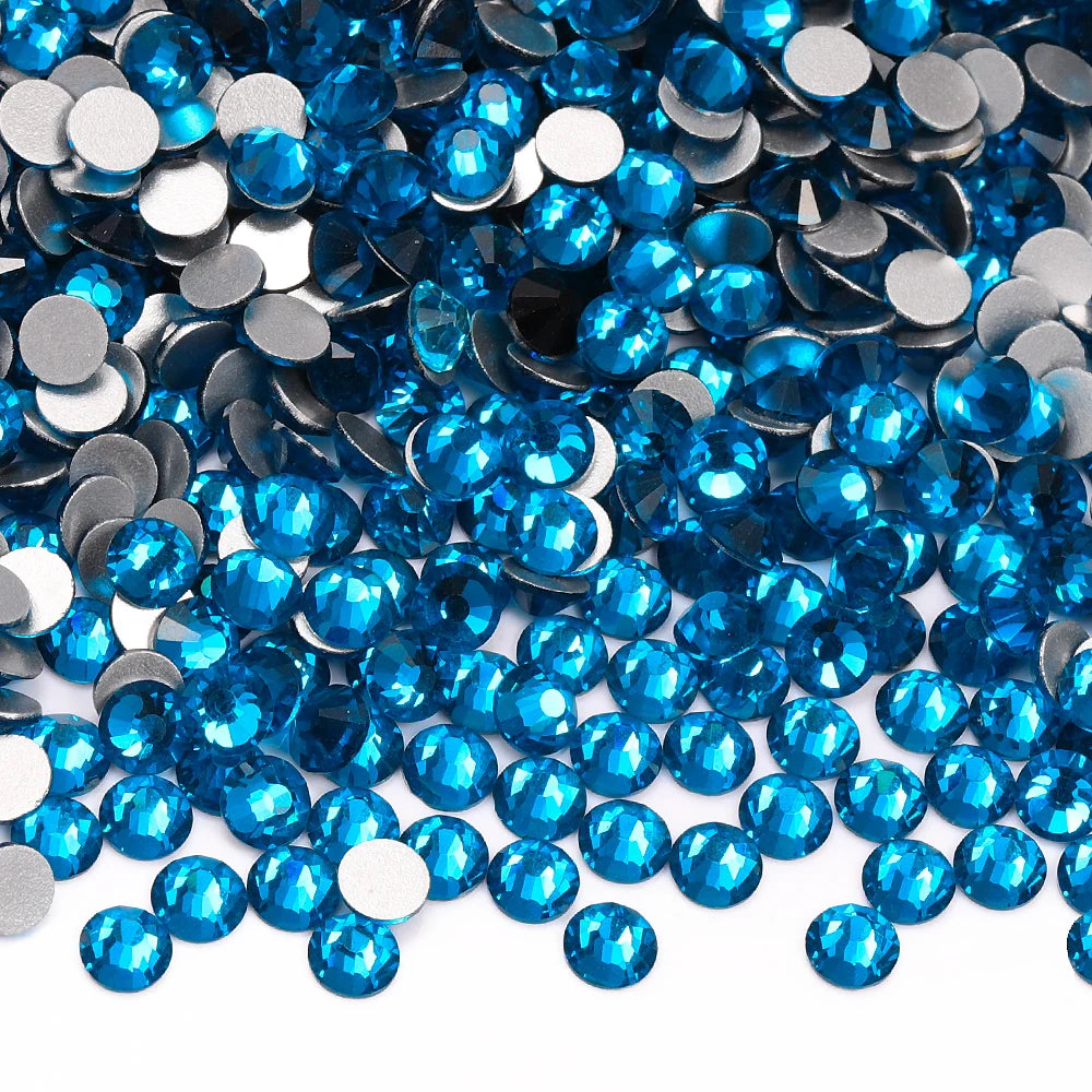 Blue Colors Glass Bling Crystal Wholesale Rhinestone Non Hotfix Flat Back Crystal Glass  for Clothing Accessories