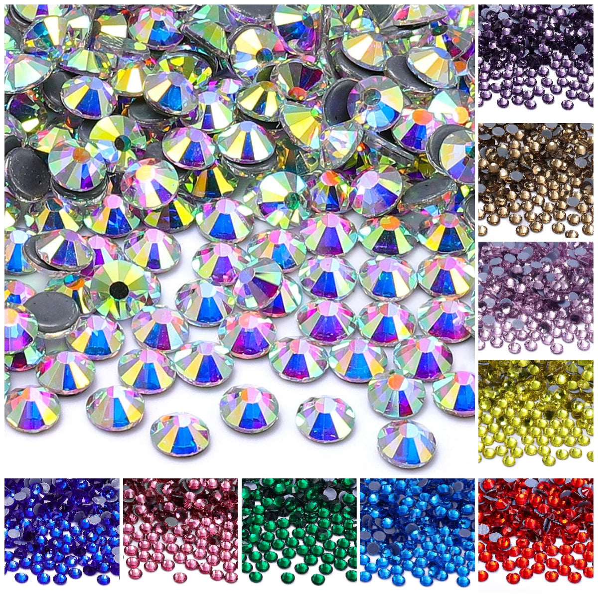 Factory Price Hotfix Glass Crystal Flat Back Rhinestone Round Hotfix Crystal Stone Shine Blilng  for Clothing Accessories